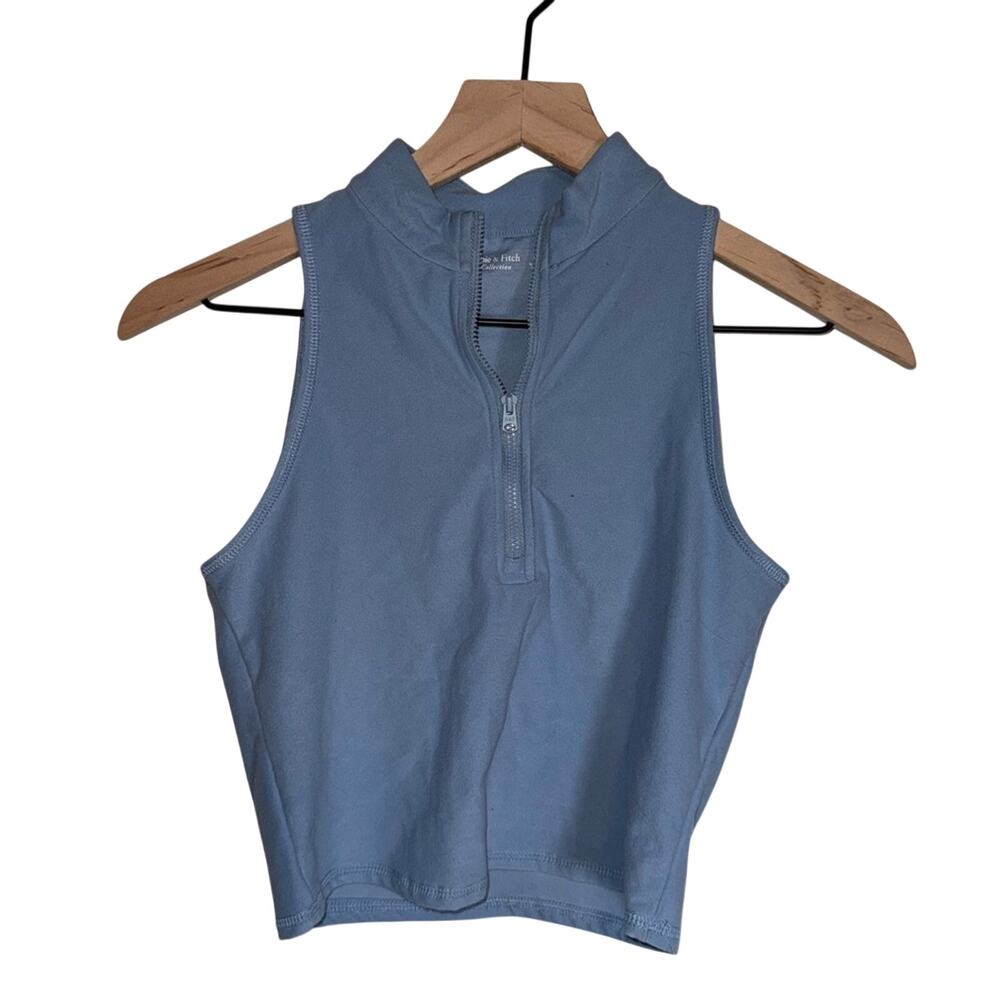 Abercrombie & Fitch Light Blue Zip Crop Top